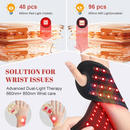 Red Light Therapy Wrist Strap Wireless Rechargeable Relieves Pain Tenosynovitis 660nm For Office Worker 850nm Wrist Belt Ankle